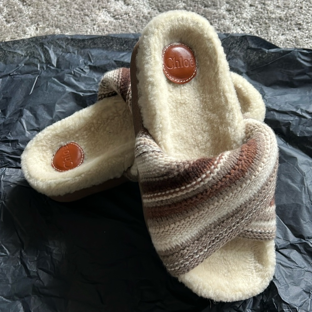 Chloe shearling and wool sweater slide size 10/40